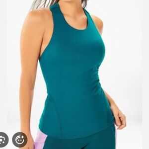 Fabletics Kessler Built In Bra Tank in Paradise Cove/Neon Yellow Size M/L